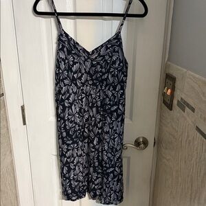 LOFT Navy and White Floral Dress